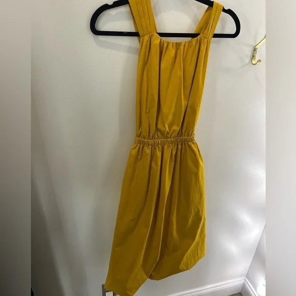 Banana Republic ochre yellow bubble cross back strap dress size XS - Picture 2 of 4